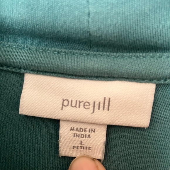 Pure Jill Women’s 100% Cotton Sweater Sz LP Lightweight Green/blue Casual - Picture 2 of 6